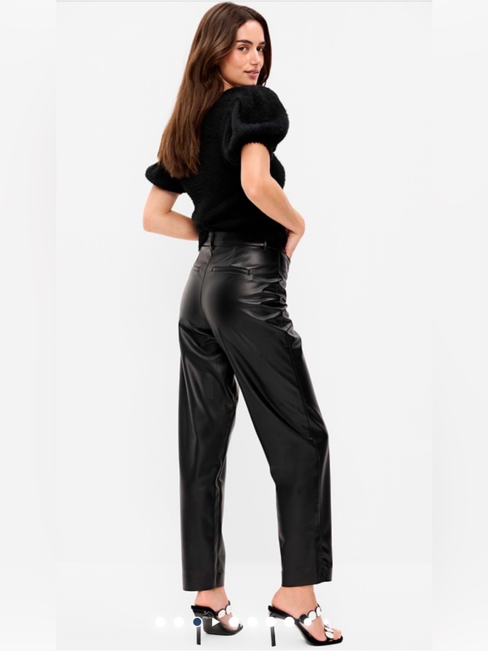 Old Navy High Rise Pixie Black Faux Leather Straight Leg Pants SZ 10 Tall, NWT